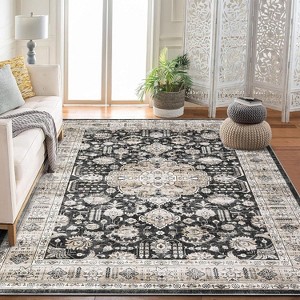 Acekool 9x12 Washable Boho Vintage Medallion Area Rug, Non-Slip, Stain Resistant, Non-Shedding Carpet for Living Room, Bedroom, Office - 1 of 4