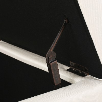 Isra Beige Fabric Storage Ottoman with Studded Base