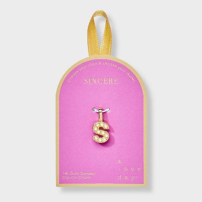 14K Gold Dipped Pearl Letter Charm - A New Day™ Gold