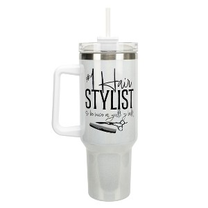 Elanze Designs #1 Hair Stylist Be Nice or Bald 40 oz. Stainless Steel, Large Water Bottle Coffee Mug, Spill & Leak Resistant, Thermal Travel Tumbler - 1 of 1