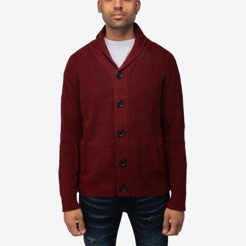 X Ray Men's Shawl Collar Cardigan In Burgundy Size Small : Target