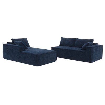 GDFStudio Cynthia Modern Minimalist Style  L-Shape Modular Floor Sectional Sofa