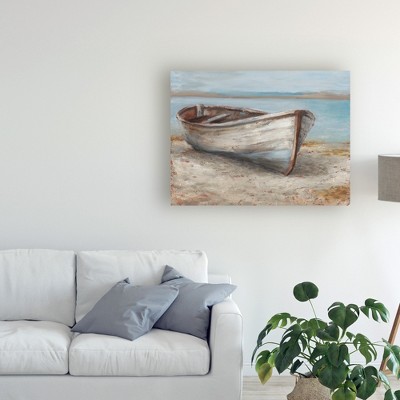 Whitewashed Boat Coastal Canvas Art Print, 24" x 32"
