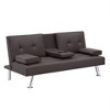 67" Multi-functional Leather Folding Sofa Bed With Coffee Table, Upholstered Loveseat With Adjustable Backrest - 2 of 4