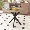 VYNXARIA 31.5 Inch Round Dining Table, Small Circle Kitchen Table with Metal Black Legs for 2-4 people,Modern Dining Room Table, Brown (only table) - 4 of 4