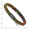 Chisel Stainless Steel Antiqued Braided Brown Leather and Multi-color Nylon 8.25" Bracelet - 4 of 4