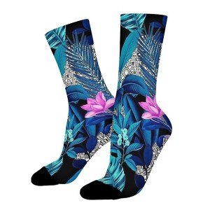 Tropical Print Women Printed Crew Socks Funny Funky Socks Soft Polyester Novelty Gifts for Artists Men - 1 of 4