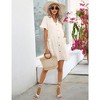 Maternity Swiss Dot Dress Summer V Neck Short Sleeve Button Down Mini Dress Baby Shower Photoshoot with Pockets - 3 of 4