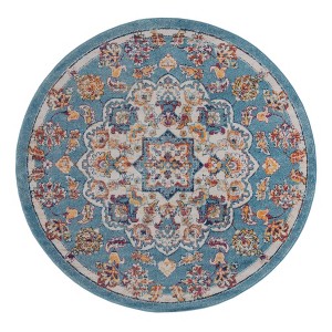 Ivory Gray and Orange Medallion Power Loom Area Rug - 1 of 4