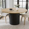 PexFix 52" Solid Wood Round Dining Table Kitchen Table for 4-6 with Tabletop & Textured Cylindrical Base for Living/Dining Room Coffee Office Natural - 2 of 4