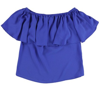 bar III Womens Ruffled Off the Shoulder Blouse