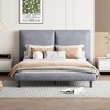 Queen Size Upholstered Wooden Platform Bed Frame with Two Large Headrests 4Q -ModernLuxe - 2 of 4