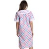 Dreamcrest Womens Short Sleeve Duster, Seersucker Plaid Housecoat/Women Sleepwear Zip Front Nightgown - 3 of 3