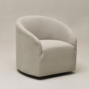 KINWELL Boucle Upholstered Swivel Barrel Accent Armchair - 1 of 4