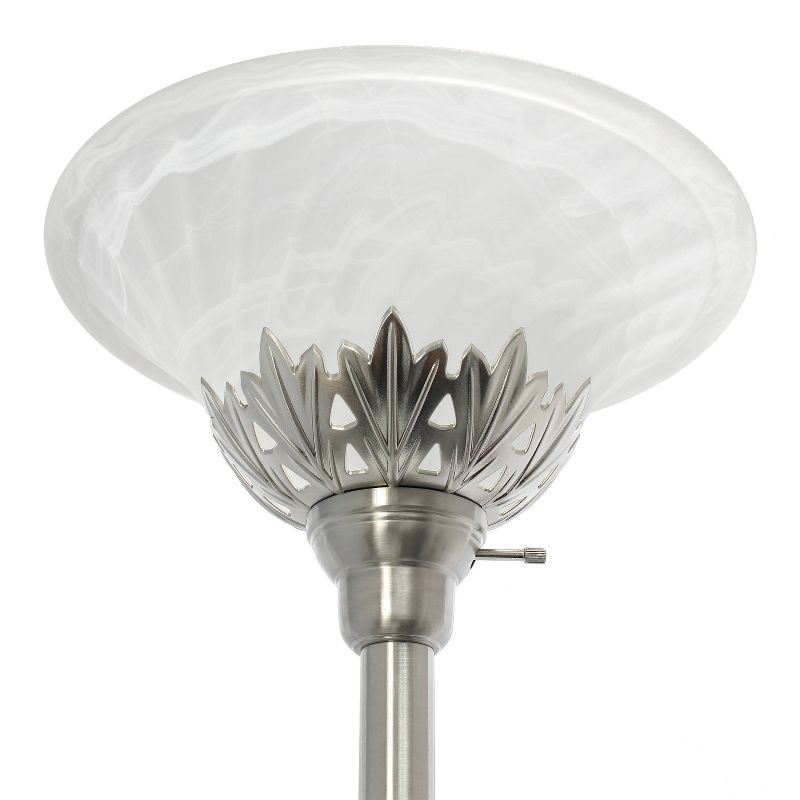 Torchiere Floor Lamp with 2 Reading Lights and Scalloped Glass Shades - Lalia Home, 6 of 10