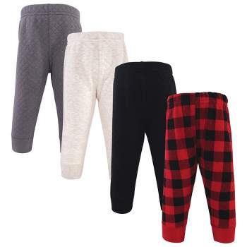 Hudson Baby Infant and Toddler Boy Quilted Jogger Pants 4pk, Buffalo Plaid