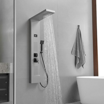 Black Nickel 2-Jet Rainfall Shower Panel System with Handheld Wand