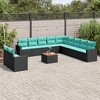 vidaXL 12 Piece Patio Sofa Set with Cushions Black and Blue Poly Rattan - 2 of 4