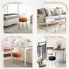 Arceso Velvet Vanity Stool, Round Gray Ottoman Stool with Sturdy Wooden Legs for Bedroom, Makeup Room, and Living Room - 4 of 4