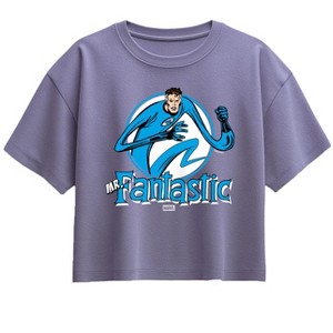 Girls' - Marvel - Fantastic Four Mr Fantastic Circle Short Sleeve Boxy Graphic T-Shirt - 1 of 1