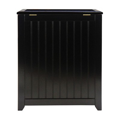 Mahogany Finished Black Wood Laundry Hamper with Lid