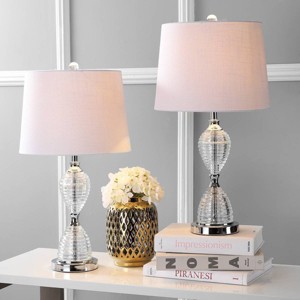 24" (Set of 2) Aubrey Crystal Table Lamp (Includes LED Light Bulb) Clear - JONATHAN Y: Modern Empire Shade, UL Listed - 1 of 4