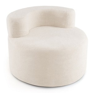 Costway Bean Bag Chair with Soft Teddy Fleece & Curved Backrest for Living Room, Bedroom Beige/Gray - 1 of 4