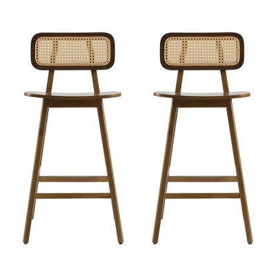 DSVIMOY Counter and Bar Stool Bari Indoor Wood Barstool Set with Walnut Finish for Dining Room, Beige, 38.5"*22.75"*9.25"
