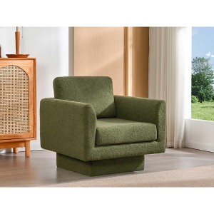 XIYUYEU Teddy Velvet Swivel Accent Chair with Curved Armrest,Cozy Upholstered Swivel Living Room Chairs for Living Room - 1 of 4