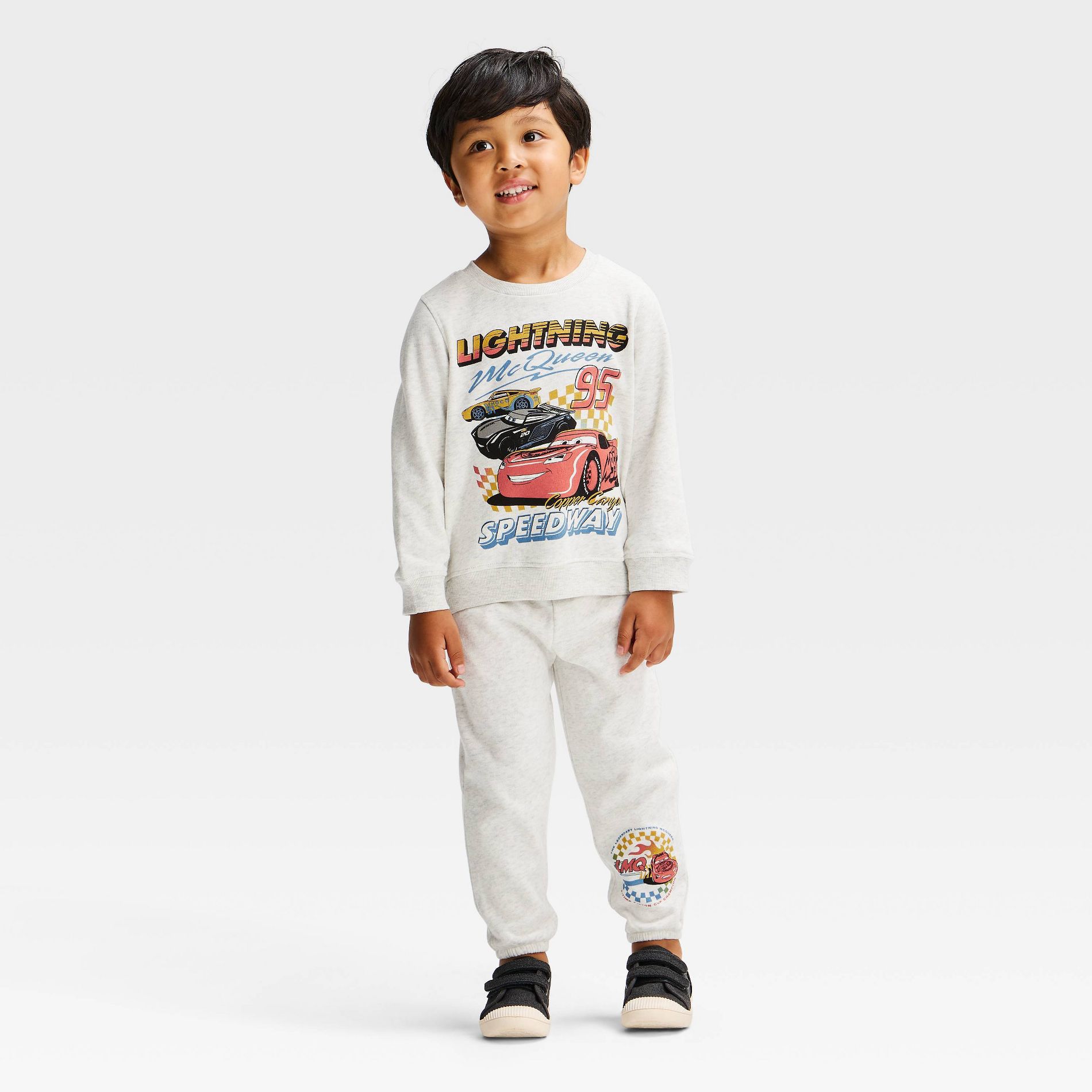 Toddler Boys' 2pc Disney Cars Lightning McQueen Sweatshirt and Pants Set - Gray