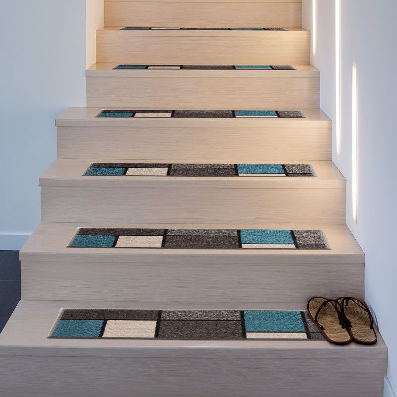 World Rug Gallery Contemporary Modern Boxes Non-Slip Stair Treads, 2 of 10