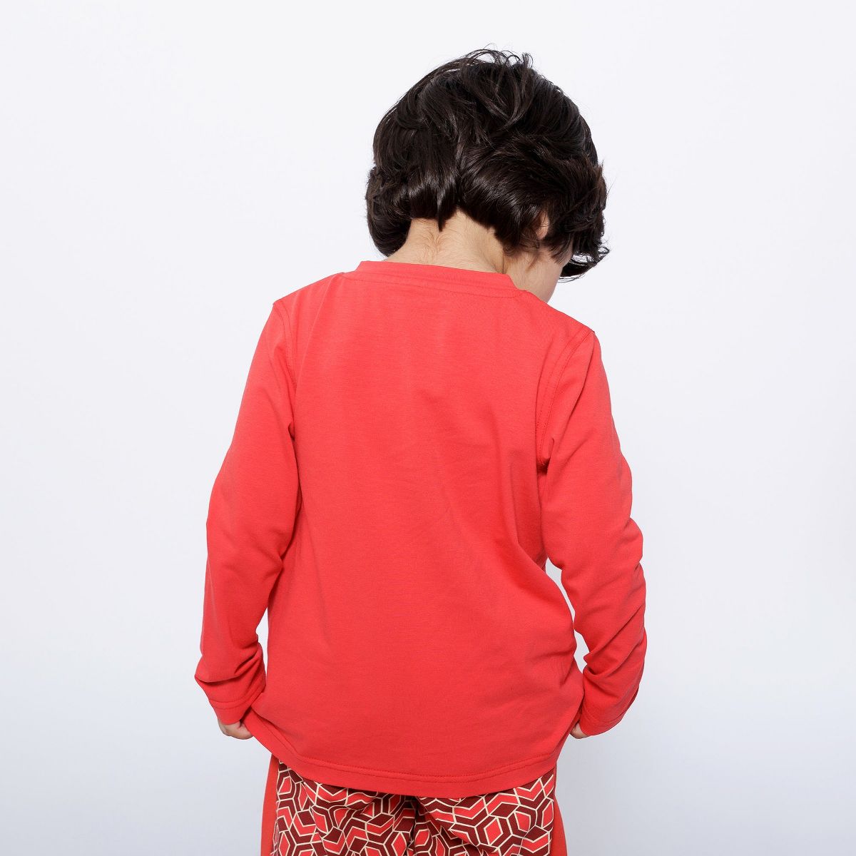 Mixed Up Clothing Boys Pocket Long-Sleeve Henley Shirt - Red Multicolor - thumbnail 4