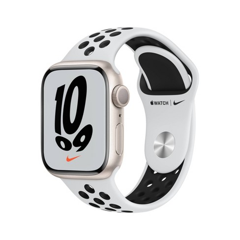 Apple Watch Nike Series 7 Gps, Starlight Aluminum Case With Platinum/black Sport : Target