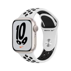 Apple Watch Nike Series 7 GPS, 45mm Starlight Aluminum Case with Pure Platinum/Black Nike Sport Band