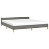 vidaXL Dark Gray King Size Bed Frame with Supportive Legs and Headboard - Durable Polyester Fabric - 2 of 4