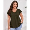 Womens Plus Size Short Sleeve Loose Fit Pleated Casual Shirts - 3 of 3