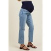 Pinkblush Light Blue Distressed Open Knee Ankle Straight Leg Maternity Jeans - 4 of 4