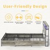 Hausource Unupholstered Bed Frame with LED Storage Headboard & 4 Drawers, Queen/Full/King - 4 of 4