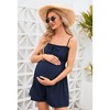 Maternity Sleeveless Rompers Summer Spaghetti Strap Casual Jumpsuit Ruffle Short Romper Overalls With Pockets - 2 of 4