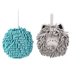 REGALWOVEN 2 Pcs Comfortable Soft Absorbent Chenille Ball Fuzzy Hand Towels - 1 of 4