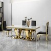 70'' Luxury Rectangular Dining Table for 6 with MDF Marble Top, Modern Stainless Steel Base Dining Table for Kitchen Dining Room-Coolbibila - 3 of 4