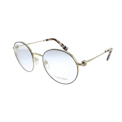 Valentino Va 1020 3003 Womens Round Eyeglasses Pale Black Gold 52mm