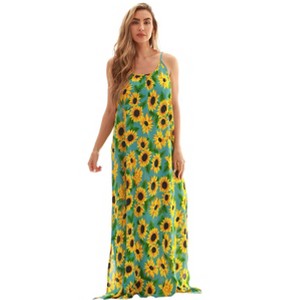 Riviera Sun Womens Maxi Dress  Tie Die Spaghetti Strap Long Sundress  Summer Dresses - 1 of 3