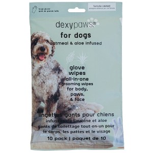 Dexypaws: Pet Spa Glove Wipes - Dog - 10ct Grooming Mitts, Oatmeal & Aloe - 1 of 4