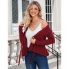 Women's Tie Front Cardigan with Ruffled Hem Lapel Neck Long Sleeve Knit Sweater - 2 of 4
