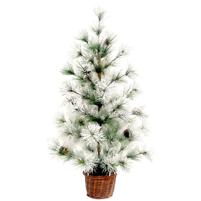 Celebrations Green/White Frosted Tree Indoor Christmas Decor 2 ft, 1 of 2