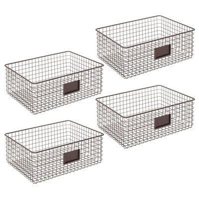 mDesign Metal Wire Food Organizer Storage Bin, 4 Pack