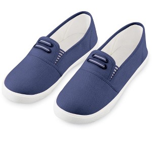 Collections Etc Stretch No-Tie Classic Canvas Stripe Detailed Sneakers - 1 of 4