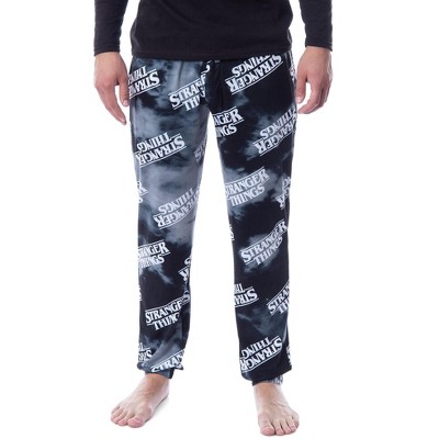 Seven Times Six Stranger Things Mens' Logo Toss Print Tie Dye Sleep Pajama Jogger Pants Black