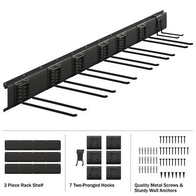 Heavy-Duty Black Steel Wall-Mounted Ski and Snowboard Rack